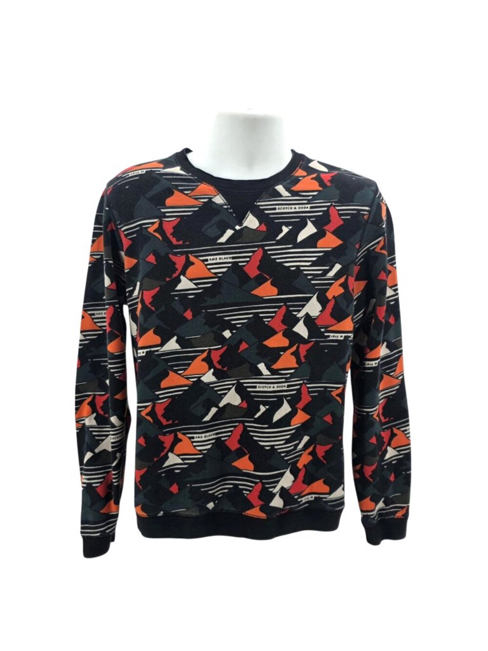 Scotch & Soda Mens Medium Sweatshirt Amsterdams Blauw Mountain Print Multicolor